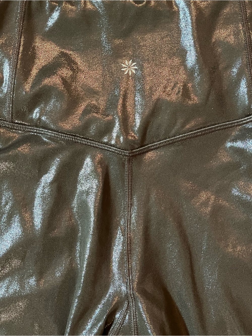 Athleta Shine Elation Metallic charcoal Gray Women’s Leggings size Large